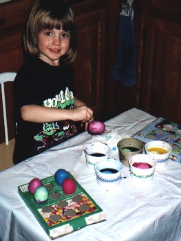 Coloring the eggs...